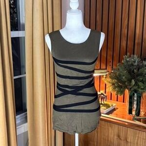 00s/Y2K Forever 21 Olive Green Black Bandage Tank Top Size Medium